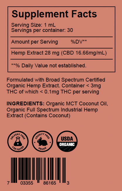 Pet CBD Broad Spectrum Hemp Extract 500mg Tincture