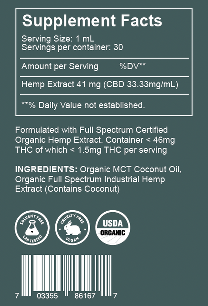 Pet CBD Full Spectrum Hemp Extract 1000mg Tincture